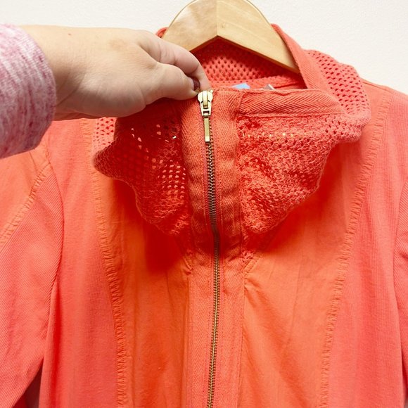 CHICO'S Zip Up Mesh Collared 3/4 Sleeve Top Size 2 or 12 - Picture 3 of 12